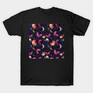 Watercolor Bright Pink Nebula and Polka Dots T-Shirt